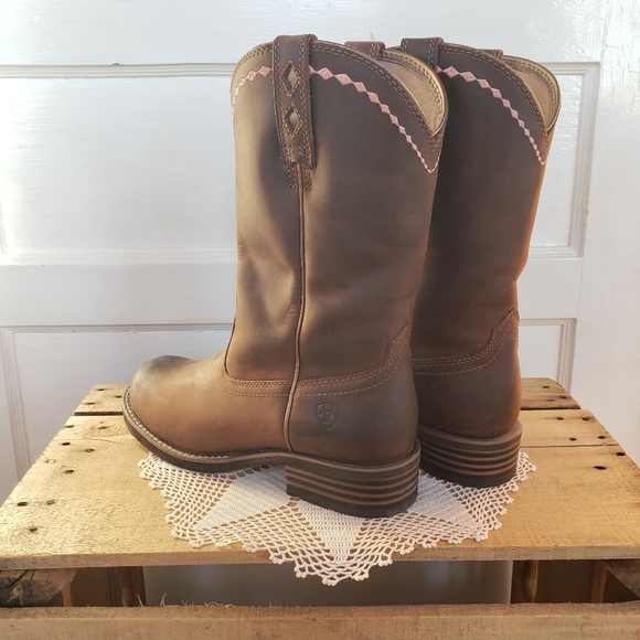 **SOLd*thankyou🌸💕Ariat Unbridled Roper• Leather Cowgirl Boots•Brown Leather - Picture 7 of 16